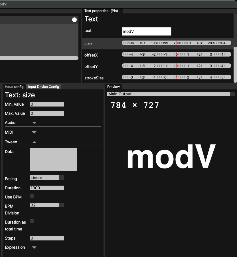 Text Module's size prop selected