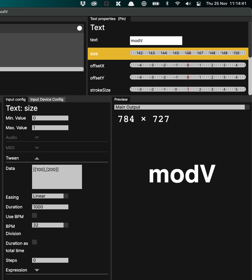 Showing the data format for tweens